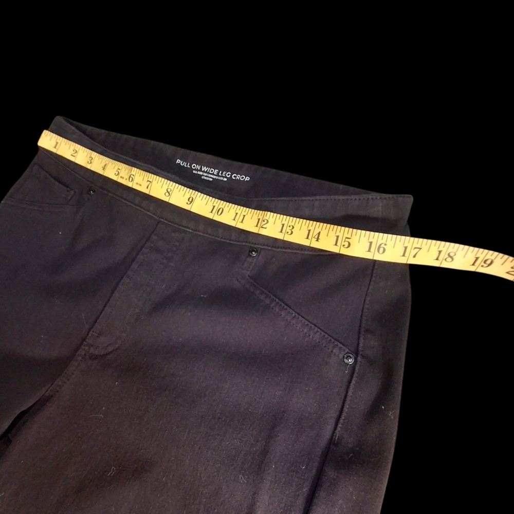 Chico's Pull-on Wide Leg Cropped Stretch Cotton Blend Black Pants Women Size 12P - Picture 11 of 16
